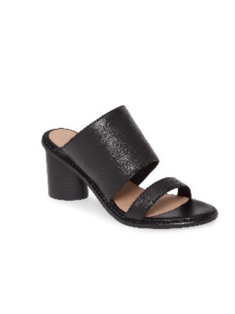 Chinese Laundry Black Two-Band Block Heel Slide